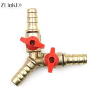 Clamp Fitting Hose Barb Fuel Water Oil Gas For Garden Irrigation Automotive 3/8 quot; 10mm Brass Y 3-Way Shut Off Ball Valve