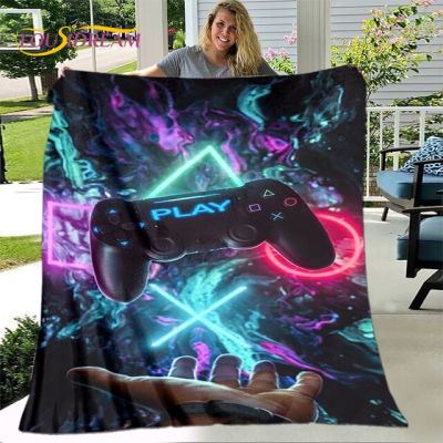 （in stock）Cartoon player Joy controls game blankets, linen decorative blankets, baby blankets, warm blankets for living rooms, bedrooms, and sofa beds（Can send pictures for customization）