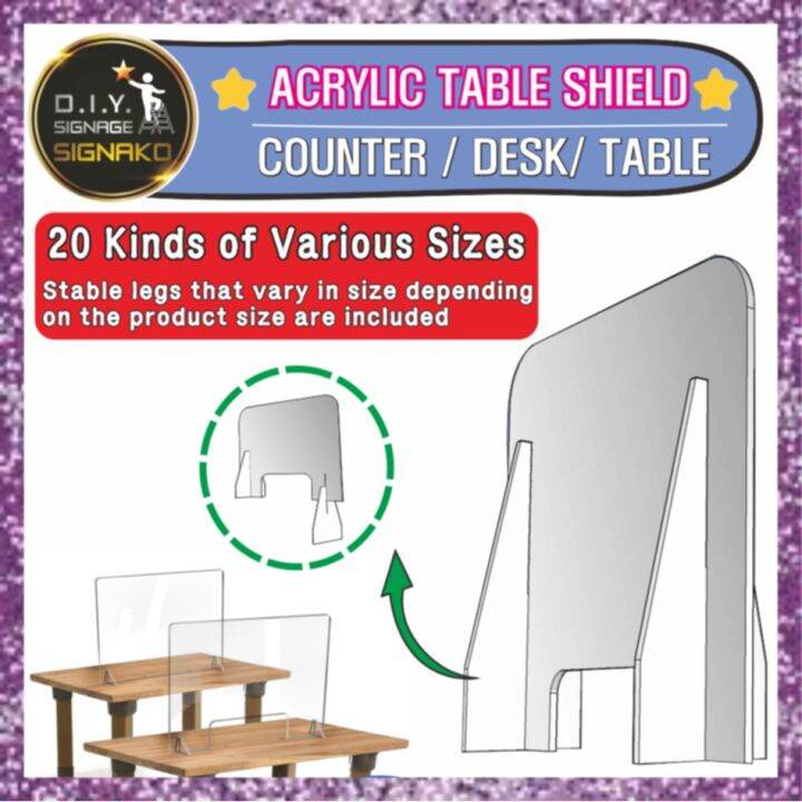 Clear Acrylic Barrier Table Shield Divider Safe Guard Counter Desk