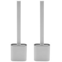 Toilet Brush with Holder - 2 Pack of Deep Cleaner Silicone Toilet Brushes and Holders Quick Drying Set with Hook