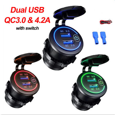 หัวชาร์จในรถ DC12V-24V Car Charger Quick Charge หัวชาร์จในรถ ที่ชาตในรถยนต์ 4.2A ที่ชาตโทรศัพท์ในรถ QC3.0ที่ชาร์จแบตรถ ตัวเสียบ usbในรถ ทีชาร์จแบตในรถ ที่ชาร์จโทรศัพในรถ