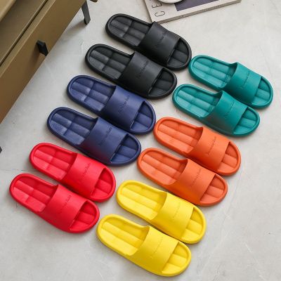 【CC】♠  New Sandals Slippers Womens Indoor Non-slip Men Soft Thick Bottom Flip Flops Couple Flat Shoes
