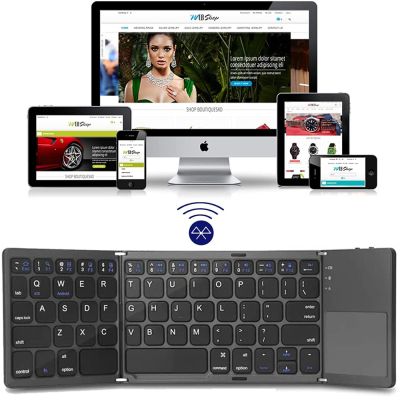 New Portable Mini Three Folding Bluetooth Keyboard Wireless Foldable Touchpad Keypad for IOS Android Windows ipad Tablet Keyboard Accessories