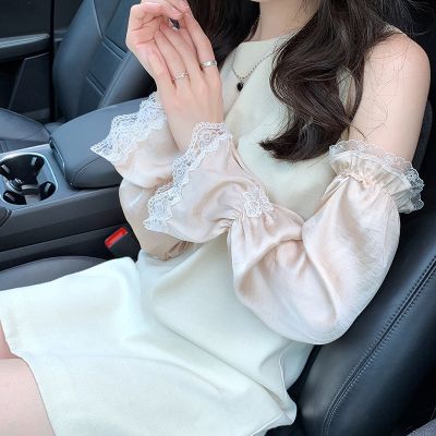 Summer Sun Protection Sleeves Loose Long Length Ice Silk UV Protection Fake Sleeve Driving Lace Butterfly Cycling Thin Arm Glove Sleeves