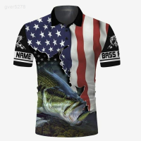 Largemouth Bass Fishing 2023 American 3d Print62 All Over Print Men/ Women Polo Shirt Unisex summer polo