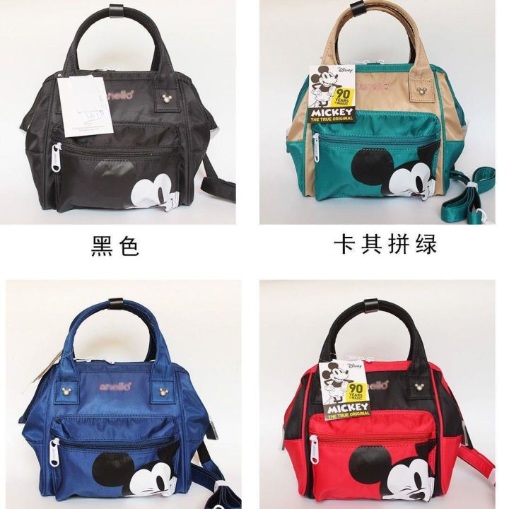 2023-original-japans-lotte-waterproof-nylon-three-with-mickey-cartoon-one-shoulder-worn-handbag-multi-purpose-han-edition-of-his-shoulders