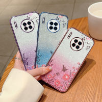 เคส Huawei Mate 30เคลือบแบบหรูหรา Huawei Mate 30มืออาชีพเคส TPU นิ่มใสแวววาวลายดอกไม้ผีเสื้อที่มีแวววาว