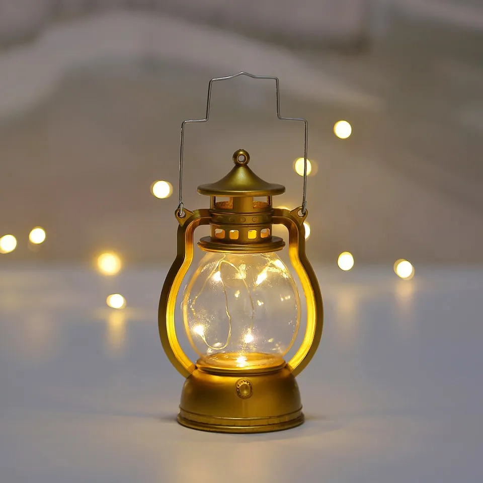 Vintage Portable Oil Lamp Christmas LED Night Lights Battery