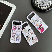 การ์ตูนอะนิเมะญี่ปุ่นดินสอสี Shinchans เคสโทรศัพท์สำหรับ Samsung Galaxy Z พลิก3 Z 4 Z Flip5 5G ยากปลอกปกหลังกันตก