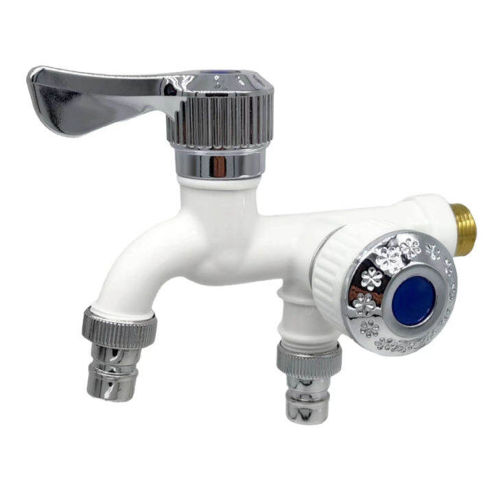 Dual Control Faucet Double Outlet Water Tap 1/2" Universal Interface Connector Home Bathroom