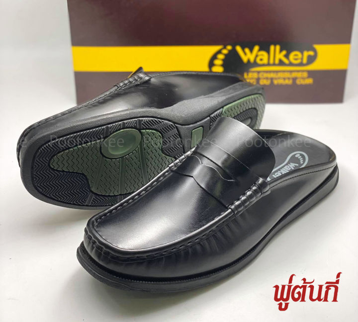 รองเท้า-walker-รุ่น-wb763-รองเท้าแตะวอคเกอร์-รองเท้าหนังแท้-สีดำ-ไซส์-41-44-ของแท้