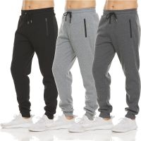 PURE CHAMP Mens 3 Pack Fleece Active Athletic Workout Jogger Sweatpants for Men with Zipper Pocket and Drawstring Size S-3XL