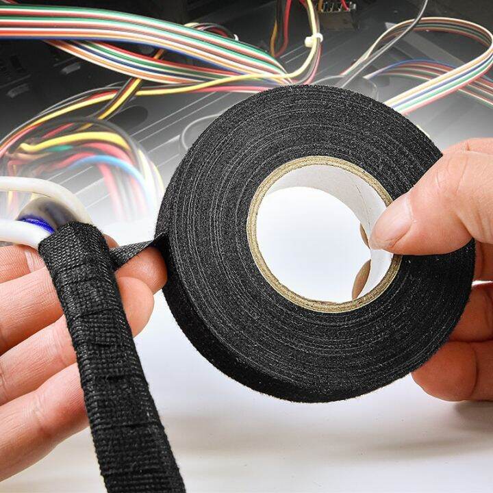 15m-electrical-tape-for-wires-heat-resistant-flame-retardant-adhesive-cloth-tape-for-car-cable-harness-wiring-loom-protection-adhesives-tape