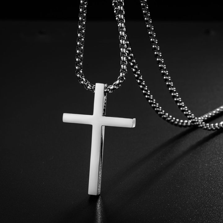 cw-1-pc-new-stainless-steel-cross-pendant-necklace-for-men-women-minimalist-jewelry-male-female-necklaces-chokers-silver-color