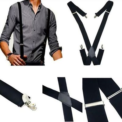 【YF】✵✷  35mm Wide Men Suspenders Elastic Adjustable 4 Suspender Heavy Duty X Back Trousers Braces