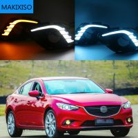 Turning Signal &amp; Dimming style relay 12V LED car DRL daytime running lights with fog lamp hole for Mazda 6 Atenza 2013 2014 2015