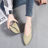 Atikota ashion PU Pointed Flats Shoes Soft Shallow Mouth Single Shoes Casual Ladies Shoes