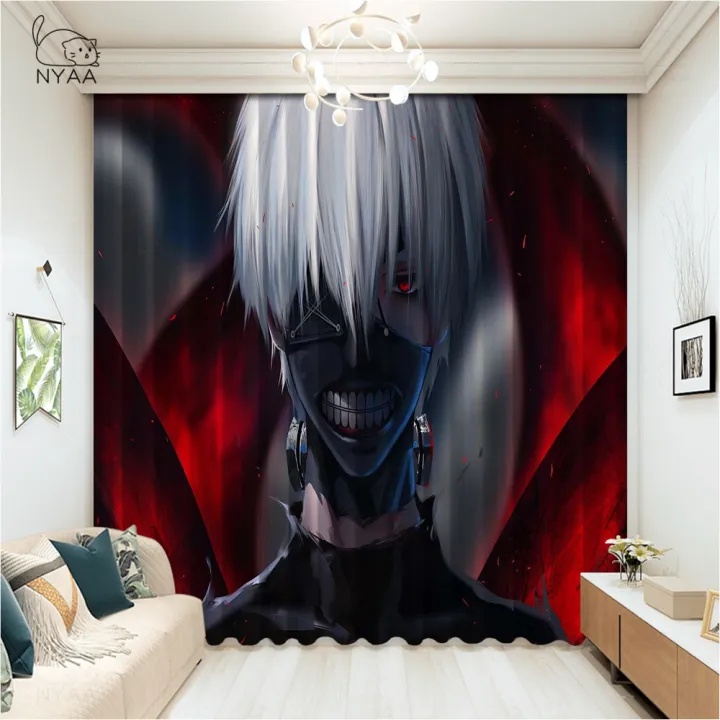 Nyaa Anime Tokyo Ghoul Micro Shading Curtain Block Out Fabric Drapes Insulated Window Curtains Living Room Lazada Ph