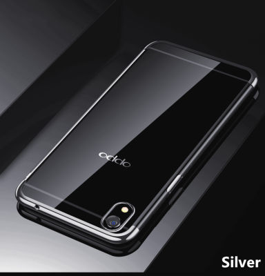 สำหรับ OPPO F1 Plus X9009 R9m ทีพียูอ่อนและยืดหยุ่นเคสเยลลี่คริสตัลใสกลับโลหะหรูหรา Luster Edge ฝาครอบโทรศัพท์