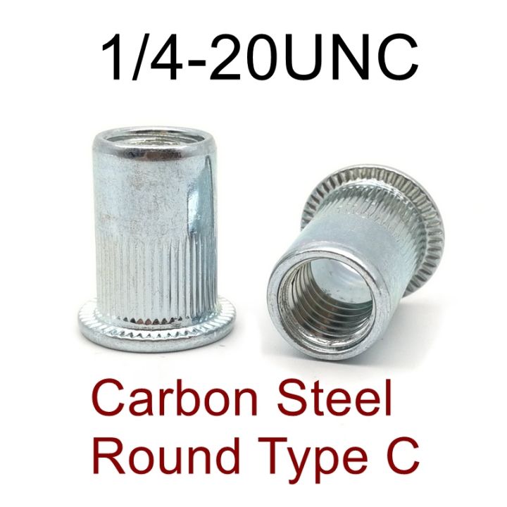 1-4-20unc-amercian-standard-thread-rivet-nut-insert-stainless-steel-and-carbon-steel-round-and-hex-type