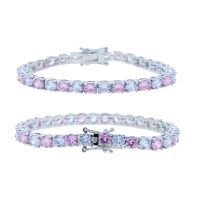 5MM Pink White Cubic Zirconia CZ Tennis Chain Bracelet Ice Pinky Girl Women Bling Bracelets