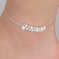 Thin stamped silver plated balls Chains Anklet For Women Girls Friend Foot Jewelry Leg Bracelet Barefoot Tobillera de Prata