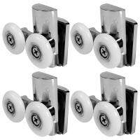 4Pcs Shower Door Wheels 23mm Shower Door Rollers Heavy Duty Zinc Alloy Dual Wheel for Both Flat Sliding Shower Doors