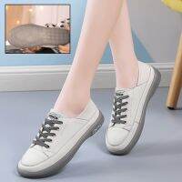 Soft Leather Casual Shoes Beef Tendon Bottom White Shoes Soft Leather Soft Bottom Slip-on Womens Shoes