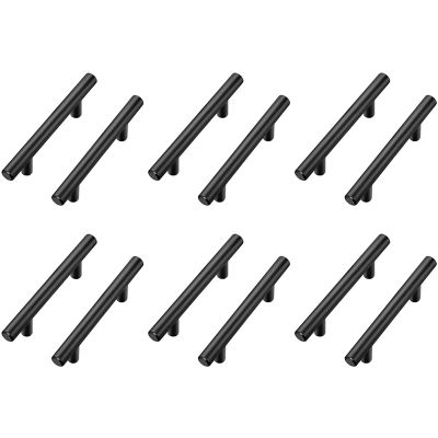 12 Pack Black Stainless Steel Cabinet Pulls Kitchen Drawer Pulls Cabinet Handles 150mm Length, 96mm Hole Center