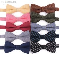 ▤❅☈ Cotton Bowtie Casual Solid Bow tie For Men Women Adult Bow Ties Cravats Male Bow knot For Party Wedding Black Striped Bowties