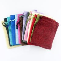 50pcs Gift Bag Vintage Style Natural Burlap Linen Jewelry Travel Storage Pouch Mini Candy Jute Packing Bags christmas gift box