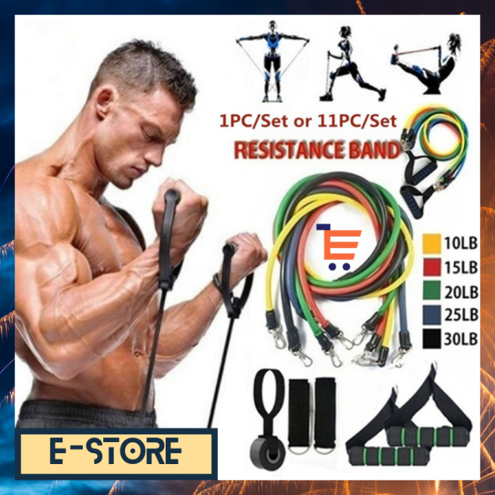 E Store 11pcs Set Resistance Band Gym Exercises Equipment Body Fitness Rope Equipment Pull Rope 0279