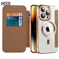 เคสโทรศัพท์หนังสำหรับ iPhone 15 14 13 12 11 Pro Max พร้อมช่องเสียบบัตรที่ชาร์จแบบไร้สาย Magsafe ดูดซับเคสสำหรับ14 15 Plus เคสป้องกันหน้าจอ