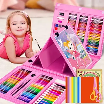  Art Supplies, 272 Pack Art Set Drawing Kit for Girls Boys Teens  Artist, Deluxe Gift Art Box with Trifold Easel, Origami Paper, Coloring  Book, Drawing Pad, Pastels, Crayons, Pencils, Watercolors(Pink)