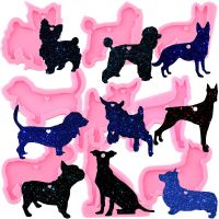 12 Style Shiny Dog Shapes Silicone Mold Keychain Pendant Clay Epoxy Resin Mold Cupcake Decorating Fondant Chocolate Candy Mould Bread Cake  Cookie Acc