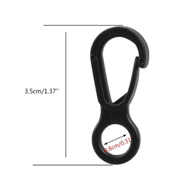 10pcs-camping-tent-pack-black-hook-plastic-3-5cm-quick-release-key-rings-spring-clip-mini-carabiner-hook-anti-slip-cord-tightene