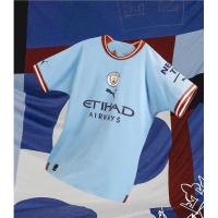 shot goods Fans version Manchester City home kit 2022-23 football jersey blue jersi migerlu.my