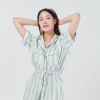 ชุดนอน sliptosleep -Matcha Stripes Shorts Set