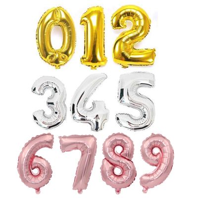 1pc 16 32 40 inch Figures Foil Rose Gold Number Balloon Float Air Inflatable Balls Birthday Party Decoration Kid Wedding Balloon Balloons