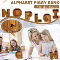 ASYMMETRY PRESCRIPTION63ON4 Letter Decor for Boys Girls Kids Personalized Saving Coin Box Toddler Money Banks Piggy Bank Toy Wooden