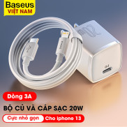 Bộ Sạc Baseus USB Type C chuẩn PD 20W Bộ Sạc Di Động USB C Hỗ Trợ Sạc Type