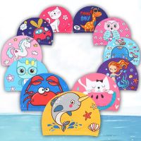 Swimming Cap PU Coating Cute Cartoon Pattern Children Comfortable Printing Waterproof Ear Protection Swim Equipment Accessories Swim Caps