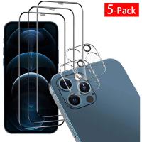 XJ Mall 3 Pack X HD Clear Tempered Glass Screen Protector Film Full Coverage + 2 Pack X Camera Lens Protectors For iPhone 14 Pro Max/ 13 Pro Max/ 13 Mini/ 12 Pro Max/ 12 Mini/11 Pro Max