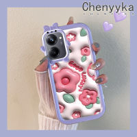 เคส Chenyyka สำหรับ Realme 10 Realme 10 Pro Plus 5G เคสการ์ตูนดอกไม้สีชมพู3D ใหม่สีสันสดใสนิ่มซิลิโคนที่สร้างสรรค์เคสโทรศัพท์โปร่งใสกันกระแทกน่ารักเคสป้องกันเลนส์กล้องลายสัตว์ประหลาดน้อย