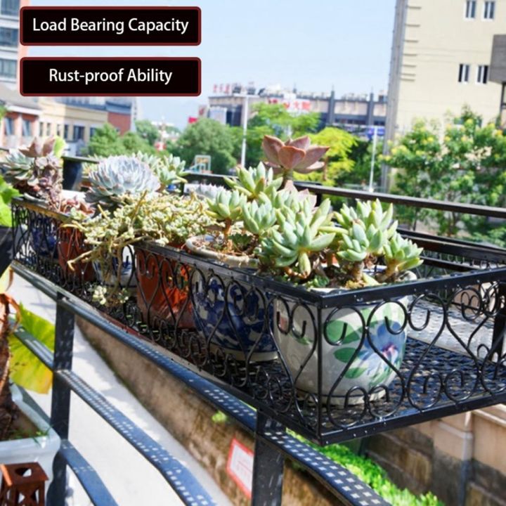 yf-single-layer-flower-pot-rack-with-hook-hollow-out-reinforced-standing-type-planter-container-gardening-tool