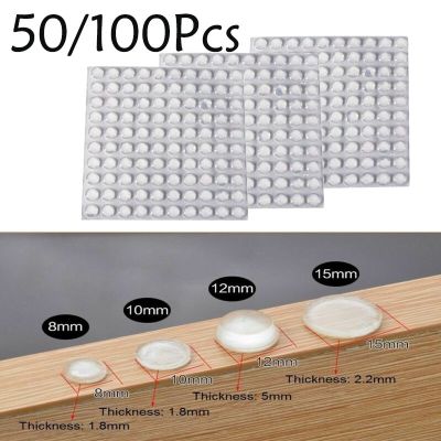 50/100PCS Self Adhesive Rubber Damper Buffer Cabinet Bumpers Silicone Furniture Pads Cushion Protective Hardware Pads 8x2.5MM Decorative Door Stops