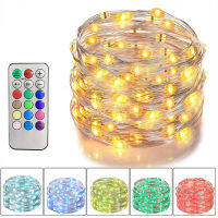 Remote Control 12 Colors Fairy Light String 5m 10m 20m Sliver Wire Garland Lights Super Bright for Wedding Christmas Patry Decor