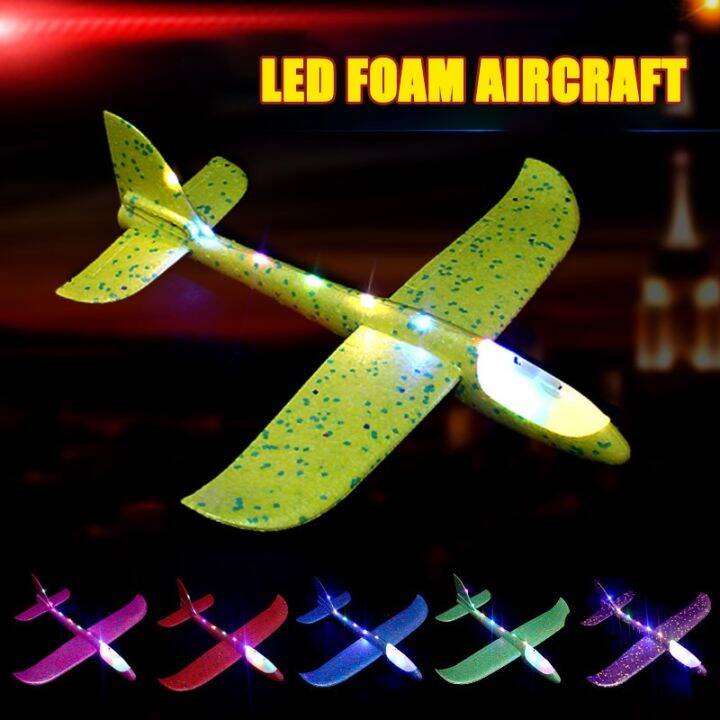 LED Light Up Throwing Airplane Game Outdoor Sports Toys Kids Foam Plane Gliders Aircraft