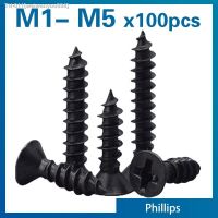 ☑☜❄ 100pcs/lot Cross Countersunk Flat Head Self-tapping Screw M1 M1.2 M1.4 M1.5 M2 M2.6 M3 M3.5 M 4 M5 Black Carbon Steel Phillips