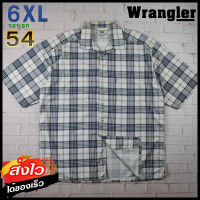 Wrangler®แท้ อก 54 ไซส์ 6XL เสื้อเชิ้ตผู้ชาย แรงเลอร์ สีกรมครีม แขนสั้น เสื้อใส่เที่ยวใส่ทำงาน